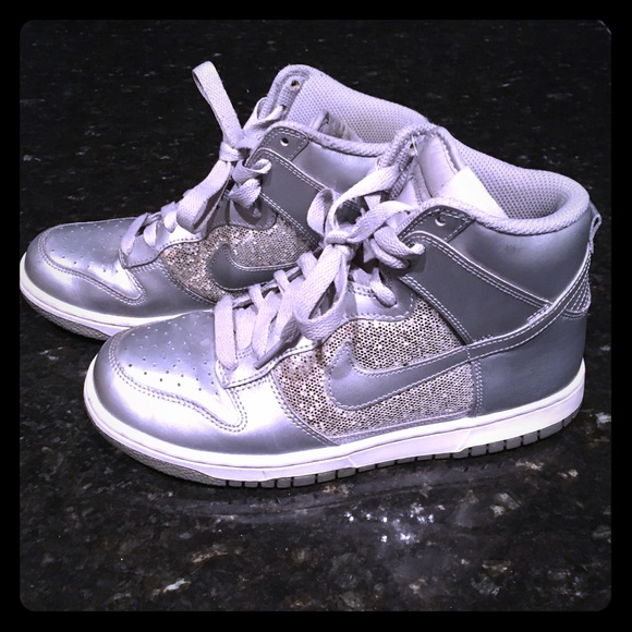 silver sequin nike dunks
